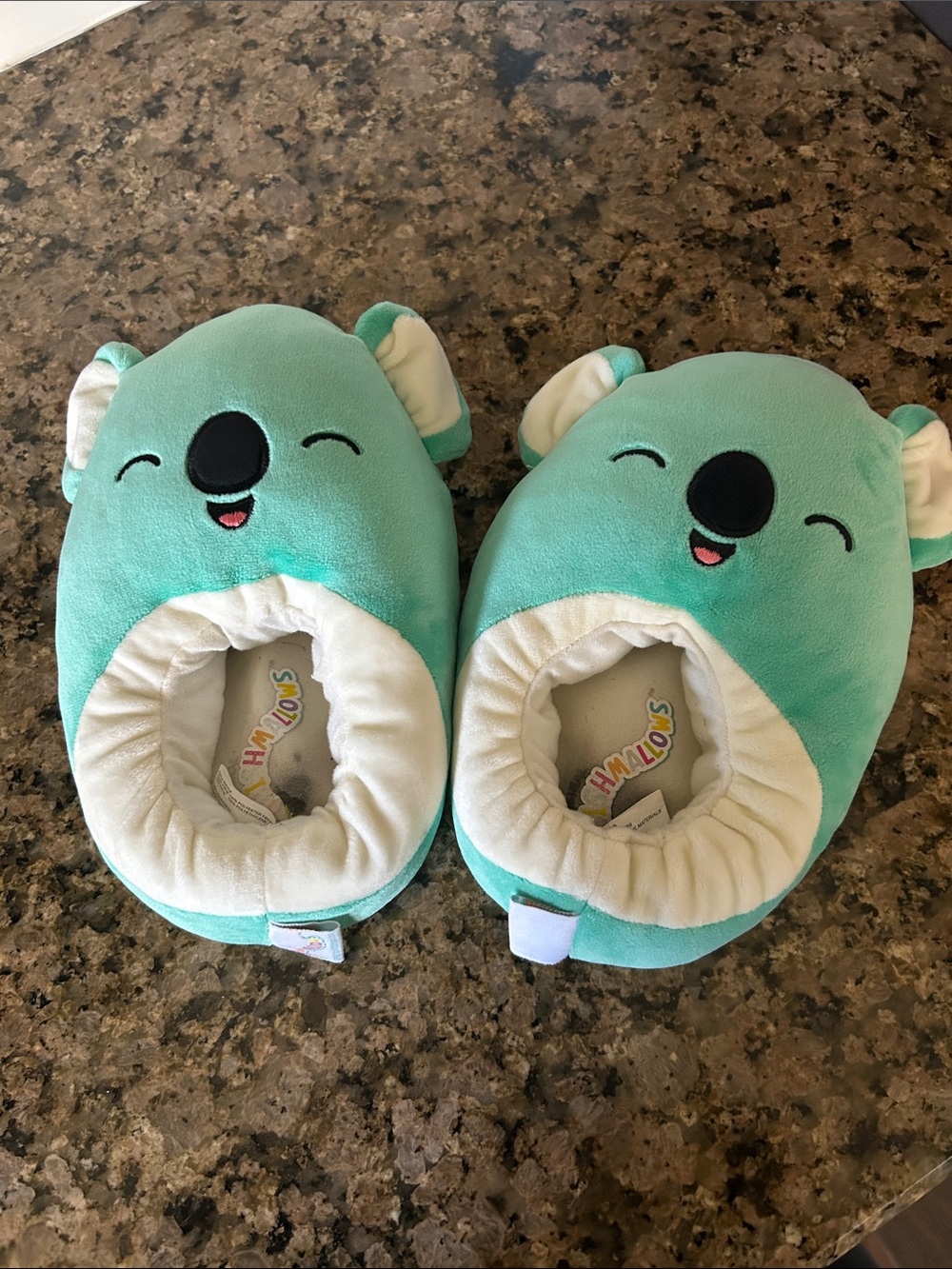 Squishmallows Kids Koala Slippers in Mint Green and White